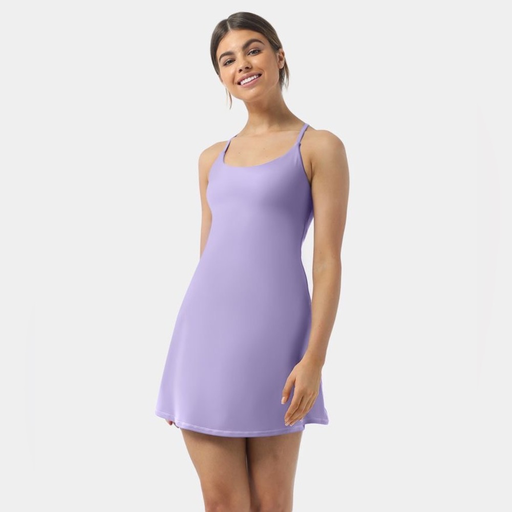 Halara Everyday Cloudful Fabric Backless 2-in-1 Flare Workout Dress Lavender